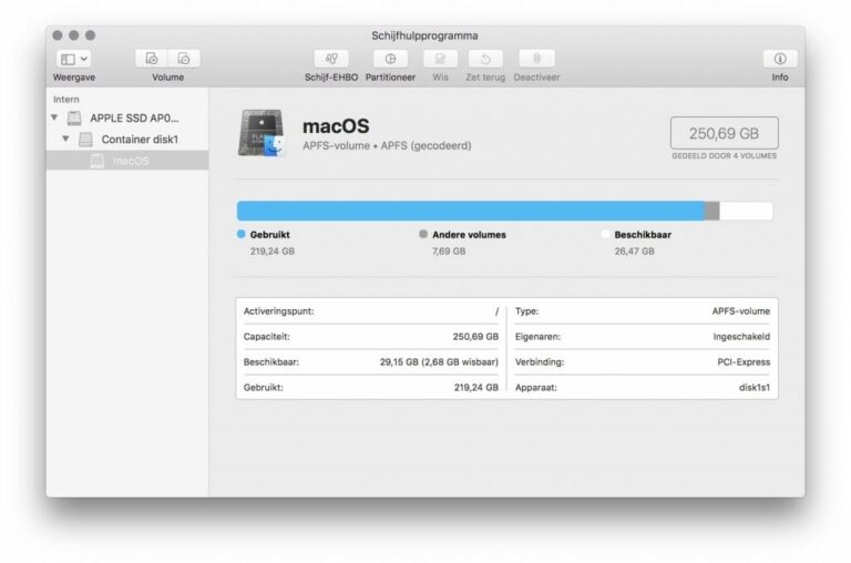 Macbook opschonen tips screenshot Schijfhulpprogramma Apple